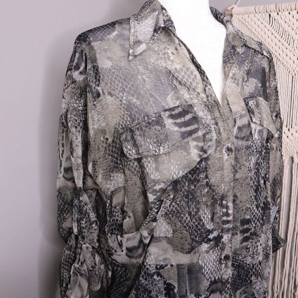 BB Dakota | Button Up Sheer Tunic Top Small - Picture 3 of 7